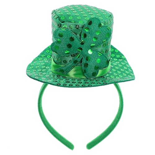 minkissy St. Patricks Day Hut Stirnband Grün Kleeblatt Zylinder Hut Pailletten Kobold Haarbänder Ausgefallene Kostüme Haarschmuck Partygeschenk von minkissy