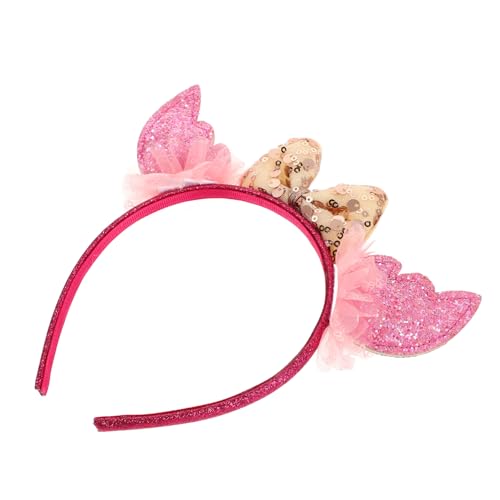 minkissy Stirnband Für Kinder Stirnband Mit Paillettenschleife Haarreifen Zum Geburtstag Kopfschmuck Für Kinder Haarband Haarschmuck Zum Geburtstag Ohr Stirnband Rosa Polyester von minkissy