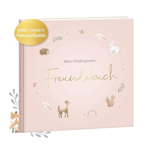 mintkind® Kindergarten Freundebuch Rosa, Freundschaftsbuch zum Ausfüllen, Freundebuch für den Kindergarten Mädchen und Jungen, kinderfreundliche Vorlagen und niedliche Illustrationen von mintkind