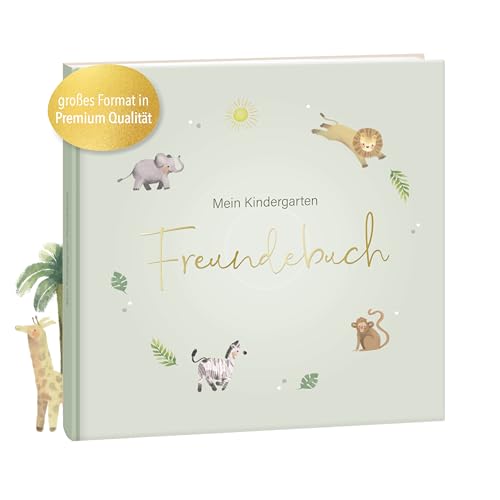 mintkind® Kindergarten Freundebuch Safari, Freundschaftsbuch zum Ausfüllen, Freundebuch für den Kindergarten Mädchen und Jungen, kinderfreundliche Vorlagen und niedliche Illustrationen von mintkind