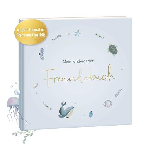 mintkind® Kindergarten Freundebuch Unterwasser, Freundschaftsbuch zum Ausfüllen, Freundebuch für den Kindergarten Mädchen und Jungen, kinderfreundliche Vorlagen und niedliche Illustrationen von mintkind