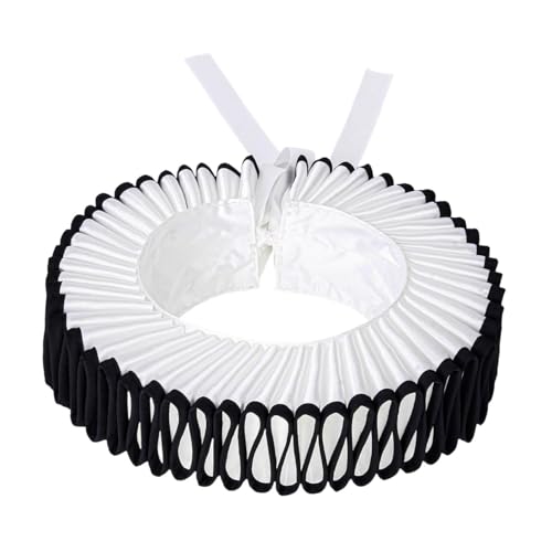 Elisabethanische Clown-Halsrüsche abnehmbar dekorativ Cosplay Halskrause für Party Kostüm Renaissance Theater- Weiß Schwarz Elisabethanische Clown-Halsrüsche abnehmbar dekorativ Cosplay Halskrause für Party Kostüm Renaissance Theater- Weiß Schwarz von misppro