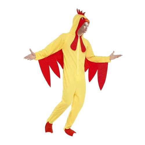 Hühner-Kostüm für Erwachsene, Halloween, Partyzubehör, Maskerade, Rollenspiel, Jumpsuit, Größe S Hühner-Kostüm für Erwachsene, Halloween, Partyzubehör, Maskerade, Rollenspiel, Jumpsuit, Größe S von misppro