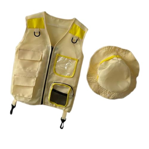 Kinder Entdecker-Weste, Outdoor-Abenteuer, Kostüm-Set mit Hut, Rollenspiel, Camping, Angeln, Rollenspiel, Outfit, Gelb Kinder Entdecker-Weste, Outdoor-Abenteuer, Kostüm-Set mit Hut, Rollenspiel, Camping, Angeln, Rollenspiel, Outfit, Gelb von misppro