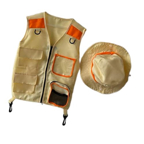 Kinder Explorer-Weste, Outdoor-Abenteuer, Kostüm-Set mit Hut, Rollenspiel, Camping, Angeln, Rollenspiel, Outfit, Orange Kinder Explorer-Weste, Outdoor-Abenteuer, Kostüm-Set mit Hut, Rollenspiel, Camping, Angeln, Rollenspiel, Outfit, Orange von misppro