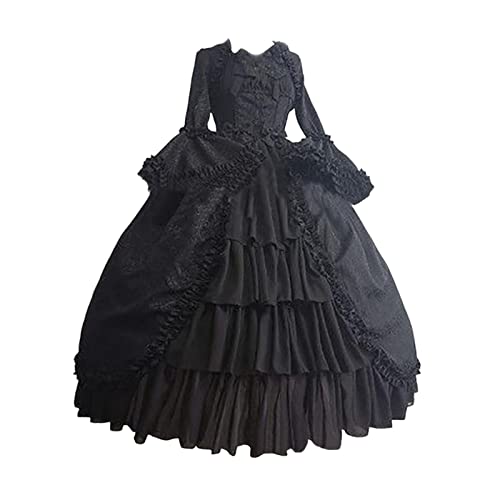 Maskerade Kleid Ballkleid Halloween Kostüm Gothic Viktorianisch Hochzeit Fastenkleid mit großem Swing Patchwork Design, XL Schwarz Maskerade Kleid Ballkleid Halloween Kostüm Gothic Viktorianisch Hochzeit Fastenkleid mit großem Swing Patchwork Design, XL Schwarz von misppro
