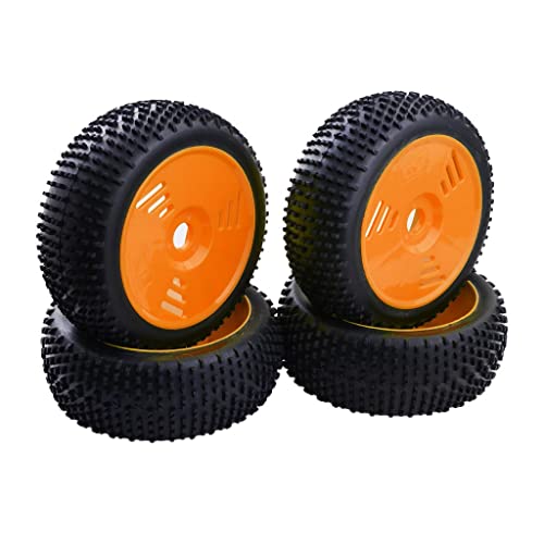 misppro 4 Stück 17 mm Nabenrad Felge & Gummireifen Reifen für 1:8 RC Off-Road Buggy Truggy - Orange von misppro