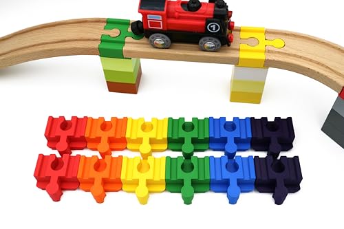 missing piece - Duplo-Adapter für Holzeisenbahnen (12 Stück) (Regenbogen) von missing piece