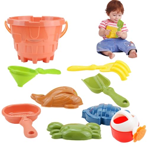 Beach Sand Toys, Outdoor Playset for Kids, Animal Molds with Bucket and Shovel, Sandbox Toy Kit, Travel for Toddler, Summer Outdoor Game for Boys and Girls, 9 Pieces von mivceklw