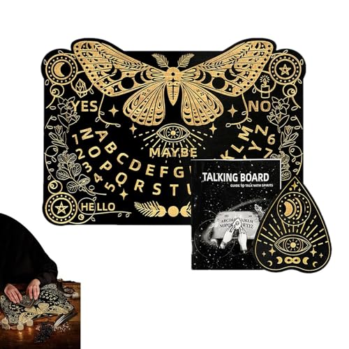 Elegantes Design Wahrsagbrett Set, Sturdy Wooden Spirit Board, Pendulum Board Games, dekorative Talking Boards für Partys, Zuhause, Event, Indoor, Outdoor, Schwarz von mivceklw