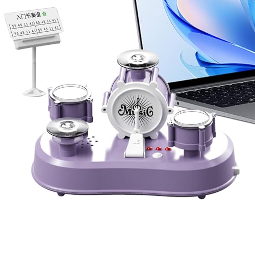 -Finger Drum Set, Electronic Percussion Kit, Sound and Light Effects, Interactive , Desktop Musical Toy, Fun Gift for Kids and Adults, 22x13.5x11cm Purple Gray von mivceklw