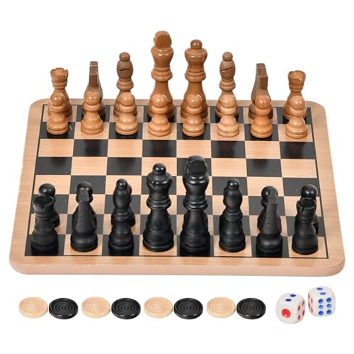 Holzschach -Set - doppelseitiges Brettspiel | Klassisches interaktives Schach für Anfänger, Kinder, Erwachsene, Familienreisen, Heimspiel, Spaß im Freien und Lernaktivitäten Holzschach -Set - doppelseitiges Brettspiel | Klassisches interaktives Schach für Anfänger, Kinder, Erwachsene, Familienreisen, Heimspiel, Spaß im Freien und Lernaktivitäten von mivceklw