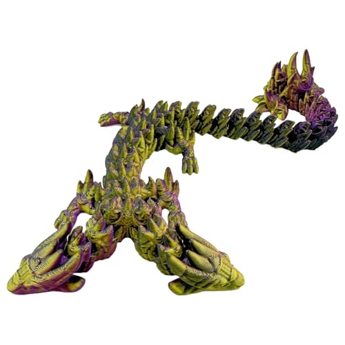 Printed Fidget Dragon Toy, Doppelkopf Articulated Crystal, Lightweight Sturdy Flexible, bewegliche Dichtungen, Sensory, Executive Desk Fidget für Erwachsene, Stressabbau, 27 x 6 cm von mivceklw