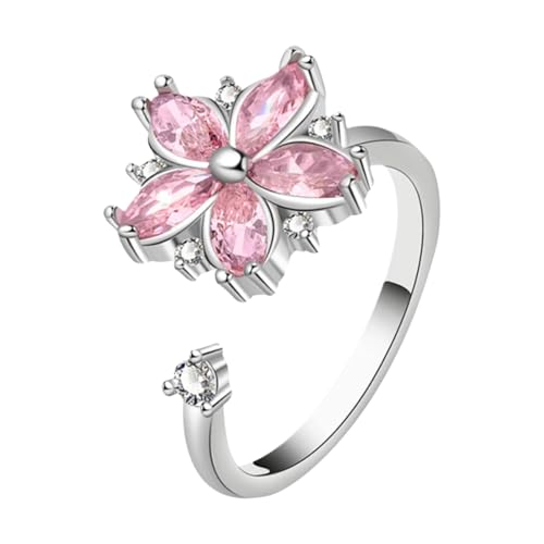 Spinner Ring, Adjustable Flower Design Fidget Ring Spinner, Sensory Toy for Stress Reduction, Meditation Aid, Relaxation Accessory for Women Workplace Airplane, 1 Piece Spinner Ring, Adjustable Flower Design Fidget Ring Spinner, Sensory Toy for Stress Reduction, Meditation Aid, Relaxation Accessory for Women Workplace Airplane, 1 Piece von mivceklw