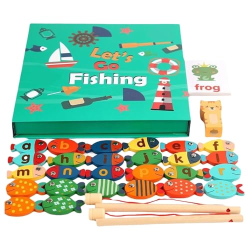 Wooden Magnetic Fishing Game for Learning Letters, Educational Alphabet Games for Preschoolers, Fine Motor Skill Activities for , Interactive Learning Toys for Kids' Cognitive and Hand-Eye Coo von mivceklw