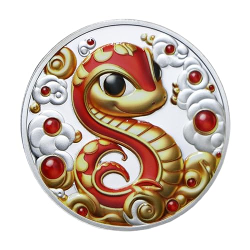 mivceklw 2025 Snake Year Coin, Year of The Snake Coin, 2025 Gedenkmünze, Cute Snake Year Coin with Unique Memorial Design for Tabletop, And Spring Festival Celebration Decor von mivceklw