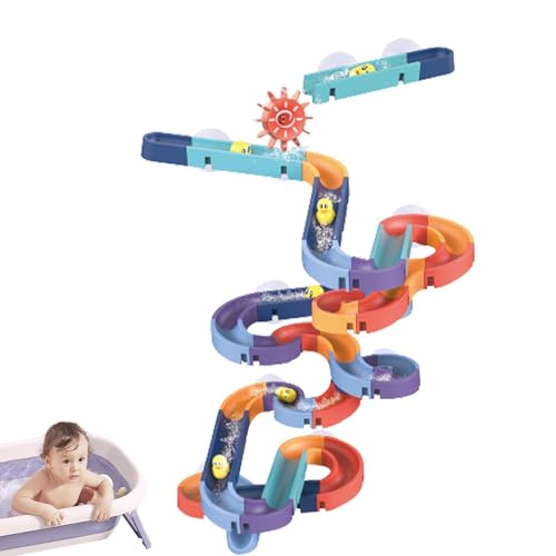 mivceklw Badewannen-Wandrutsche für Kinder - Wand-Badewannen-Spielzeugrutsche Baby-Badespielzeug mit Aufzieh-Ente - Badewannen-Spielzeugrutsche für Kleinkinder ab 3 Jahren. -Set zum Auseinandernehmen. von mivceklw