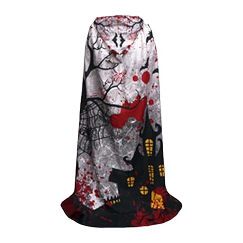 mivceklw Halloween Cape,Langes Cape Halloween | Gruselig bedruckter Kapuzenumhang in voller Länge | Kapuzenmantel für Maskerade, Cosplay-Umhang für Damen und Herren, Kostümzubehör von mivceklw