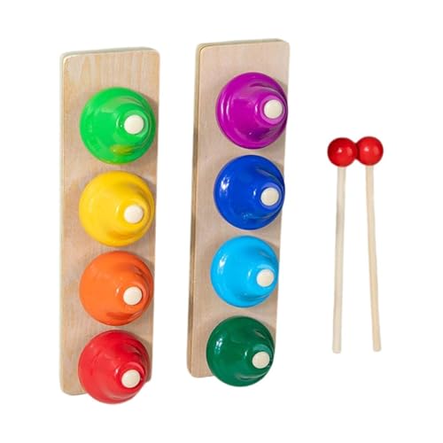 mivceklw Hölzerne 8-Noten-Handglocken | Bunte diatonische Holzglocken Musikspielzeug Percussion für Kinder Kleinkinder | Natürliches, umweltfreundliches, hölzernes Musik-Se, 8-Ton-Glocke, rotierende von mivceklw