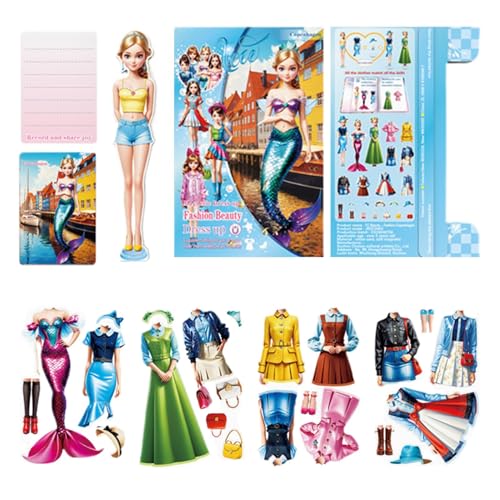 mivceklw Magnetic Paper Dolls, Princess Dress Up Game, Educational Interactive Dress Up Toy, Toddler Magnet Dress Up Toys 11.02x8.07x0.98 Inches for Kids, Girls, Birthdays (1 Set) von mivceklw