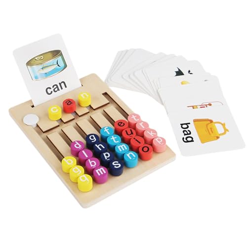 mivceklw Spelling Word Games, Wooden Alphabet Matching Game, Kids Educational Word Game, Learning English Spelling Toy, Alphabet Puzzle Game For Kids, Cognitive Toys For, Wooden Spelling Games For von mivceklw