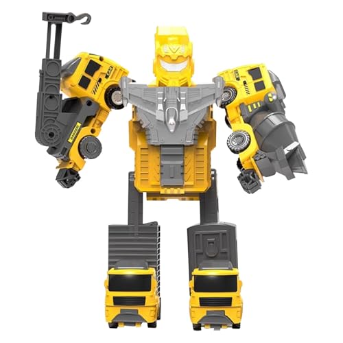 mivceklw Transforming Robot Car, PushGo Action Figur, 5-in-1 Take Apart Vehicle, Easy Assembly, Durabless ABS Plastik, Fun STEM Toy for Kids 3+ Years Old, 24 x 16 cm Red Yellow von mivceklw