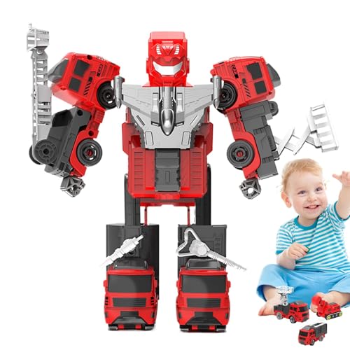 mivceklw Transforming Robot Car, PushGo Action Figur, 5-in-1 Take Apart Vehicle, Easy Assembly, Durabless ABS Plastik, Fun STEM Toy for Kids 3+ Years Old, 24 x 16 cm Red Yellow von mivceklw