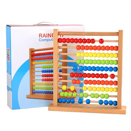 mivceklw Wooden Abacus für Kinder, 100 Perlen zum Lernen, mehrfarbige Regenbogenmützen, Math Learning Toy für frühe Entwicklung, Improves Motor Skills, ideal für Kinder und Mädchen von mivceklw