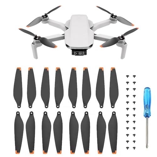 mizikuu 16 Stück Propellerblätte für DJI Mavic Mini 3, Propeller Ersatzblätter Propeller-Zubehör Geräuscharm Schnellspanner Faltbare Flügel - Wesentliches Zubehör für Mavic Mini 3/pro mit 24 Schrauben von mizikuu