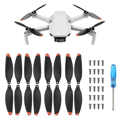 mizikuu 16 Stück Propellerblätte für DJI Mavic Mini 2, Propeller Ersatzblätter Propeller-Zubehör Geräuscharm Schnellspanner Faltbare Flügel - Wesentliches Zubehör für Mavic Mini 2 mit 24 Schrauben von mizikuu