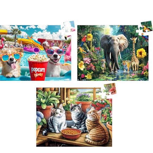 3 Packungen 48 große Teile Puzzle für Senioren – Demenz-Puzzles für ältere Erwachsene, einfaches Puzzle, Alzheimer-Erinnerung, kognitives Spiel, Geschenk für Patienten im Pflegeheim, mit 3 von mjyphdm