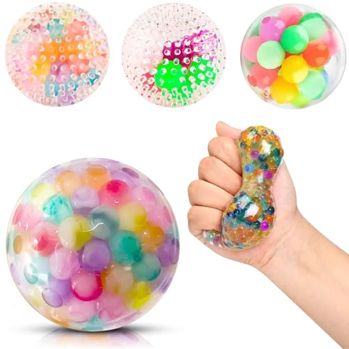 mohito 4 Stück Stressbälle, Stressball für Erwachsene, Stressbälle für Kinder und Erwachsene, Anti Stress Ball mit Wasserperlen, Hand Übungsbälle für Entspannung, Angst, Fidget, Spannung und Stress von mohito