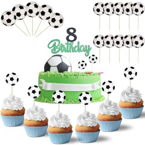 mohito 50 Stück Fussball Cupcake Topper, Fussball Muffin Deko, Kuchendekorationen für Sportbälle, Sport Theme Tortendeko für Babyparty Geburtstagsfeie Kuchendekoration von mohito