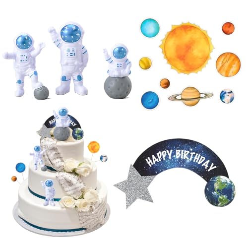 mohito Astronauten Tortendeko, 13 Stück Astronaut Kuchen Dekorieren, Weltraum Astronaut Tortendeko Astronaut Figuren Geburtstag, Astronaut cake topper für Weltraum Geburtstag Kinder Party von mohito