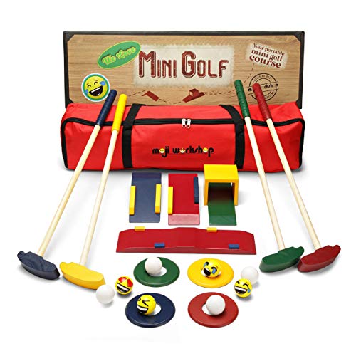 moji workshop Wooden Kids Golf Set - Quality Crazy Golf and Mini Golf Set - Wooden Toys for Indoor-, Outdoor- and Garden Games von moji workshop