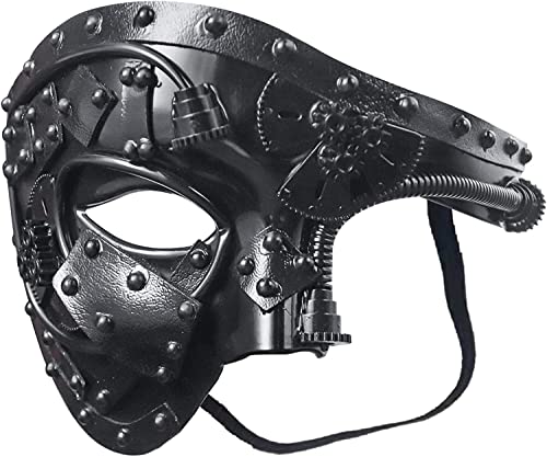 molezu Steampunk Maske Schwarze Phantom Mechanische Maske Venezianische Maske für Halloween Kostüm Party Phantom der Oper,Karnevalsball von molezu