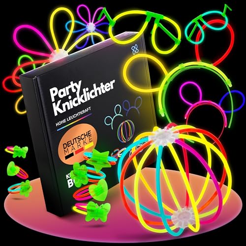 molinoRC RIESEN Knicklichter Party Set - 100 bunte Knicklichter & 130 Verbinder für Armreifen, Brillen, Haarreifen, Bälle und Ohrringe - die ultimative Leuchtstäbe Party Deko für jeden Anlass! von molinoRC