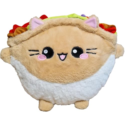 moodrush® 🥙 😺 Baby DÖNER Cat | Kebab Katze | Fast Food Plüschtier Kuscheltier Kebap Stofftier Kawaii Gyros Pita Kissen Kitty flauschig | waschbar, ca. 40 cm | Versand aus Deutschland von moodrush