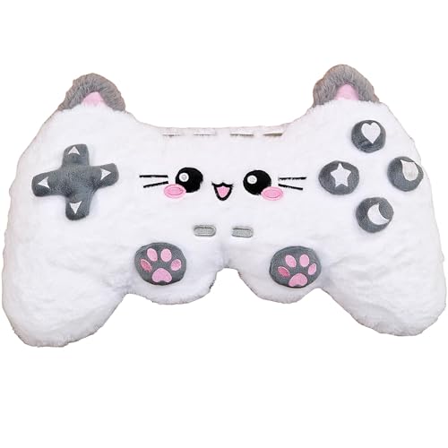 moodrush® 🎮 🐱 Controller Cat | Gamepad Katze | Gaming Plüschtier Kuscheltier Game Stofftier Kawaii Videospiel Kissen Kitty Nackenkissen flauschig | waschbar, ca. 45 cm | Versand aus Deutschland von moodrush