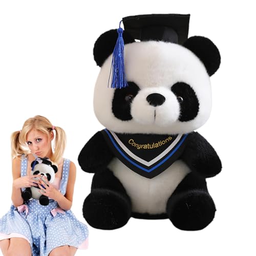 moonyan Abschluss-Panda-Plüsch, Pandabär-Abschluss | 10 Zoll Tier-Abschluss-Pandabär - Black Hat Toys Weicher Plüsch für die Abschlussdekoration 2024 für den Kindergarten Grundschule von moonyan