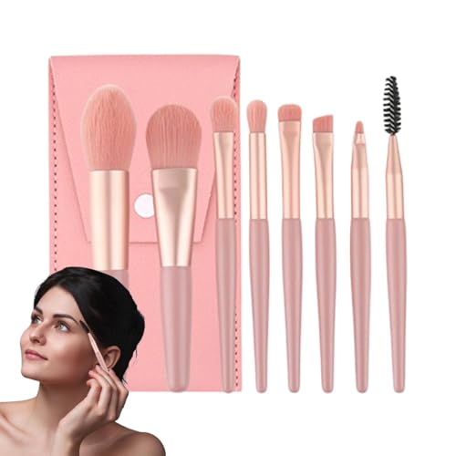 moonyan Foundation-Pinsel-Set, Reise-Make-up-Pinsel-Set mit weichen synthetischen Haaren und Etui, 8 Stück professionelle Lidschatten-, Augenbrauen-, Blending- und Eyeliner-Pinsel für Puder-Make-up von moonyan