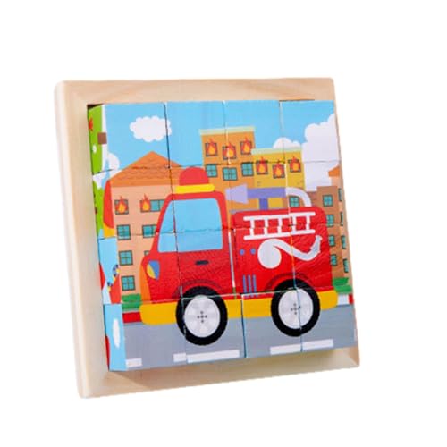 moonyan Holzblockpuzzle - Pädagogisches interaktives Spielzeug - Würfelpuzzle für Vorschulkinder, 6 Puzzles in 1 (16 Teile), Lernpuzzles mit Ablagefach für Kinder von moonyan