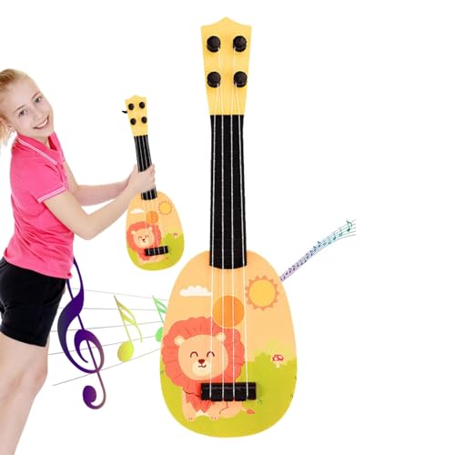 moonyan Kleinkindgitarre, Ukulele für Kinder - Lernspaßiges Gitarrenspielzeug | Mini-Gitarre für Kinder-Ukulele-Spielzeit, Cartoon-Instrument für Kleinkinder im Vorschulalter, Anfänger, Jungen von moonyan