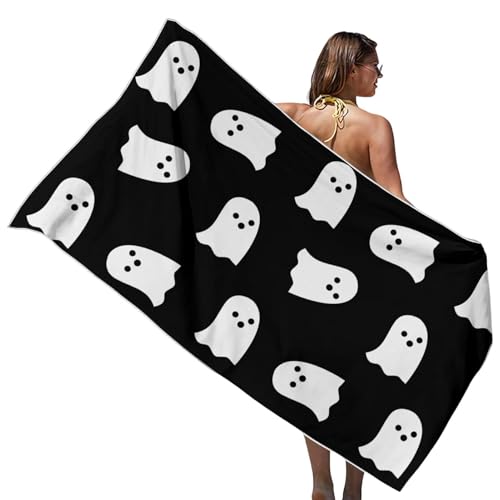 moonyan Pinkes Geister-Badezimmerhandtuch | 59x29 Zoll Halloween-Handtücher mit Doppelnaht,Niedliches Strandtuch, super saugfähig, langlebig, zartrosa Geister-Dekoration für Picknick, Yoga, von moonyan