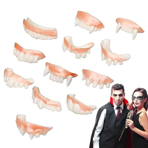 moonyan Reißzähne für Cosplay | 12PCS Halloween Fake Teeth Horror Vampir Fake Teeth - Vampir-Zähne, Kostüm-Maskerade-Zubehör, Halloween-Party-Requisiten für Mottopartys von moonyan