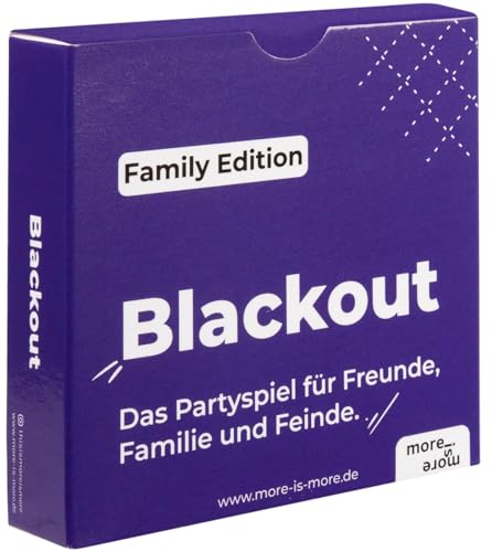 more is more Blackout - Family Edition | - das Partyspiel für Freunde, Familie und Feinde - Perfekt für jeden Spieleabend mit Freunden - Kartenspiel für JGA, WG Party, für Silvester oder als Geschenk von more is more