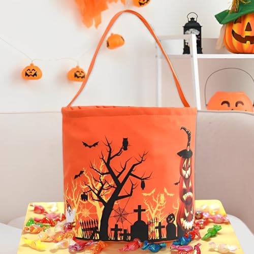 Halloween Süßigkeiten Eimer,Halloween Eimer mit Licht,Halloween Kürbisbeutel Süßes Oder Saures Taschen für Halloween Snacks Goodie Süßigkeiten Halloween Party Gefälligkeiten-Halloween Deko (Orange) von morxinle