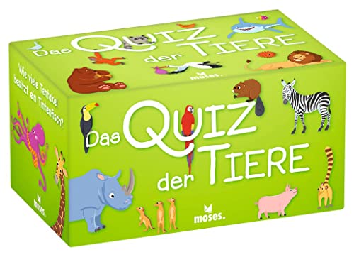 moses. 90153 Quiz, Kinder Wissensquiz mit 100 spannenden Tierfragen, Wissensspiel über das Reich der Tiere, Ratespiel für clevere Kids und Tierfreunde ab 8 Jahren, M von moses