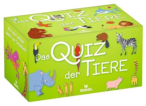 moses. Das Quiz der Tiere, Kinder Wissensquiz mit 100 spannenden Tierfragen, Wissensspiel über das Reich der Tiere, Ratespiel für clevere Kids und Tierfreunde ab 8 Jahren von moses