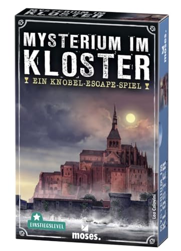 moses 4033477901705 Mysterium im Kloster-ein Knobel Escape-Room-Game mit mystischem Flair für Familien und Einsteiger, Spielmaterial wiederverwendbar, für 1-4 Spieler ab 12 Jahren, black von moses